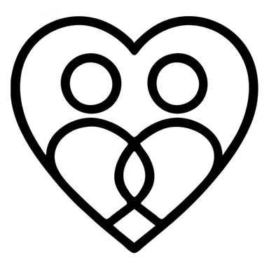 greyscale heart with intertwined lines representing soulmates and love sticker