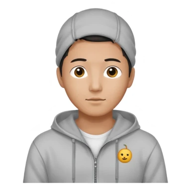 Create a handsome korean men with a white tshirt and a hoddy with ziper sticker