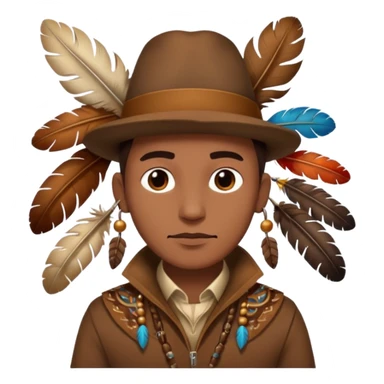 Classic hunter image, with brown clothes and some decorations made of animals sticker
