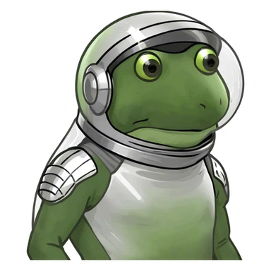 green frog in a spacesuit sticker
