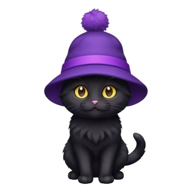 full length black cat with purple hat sticker