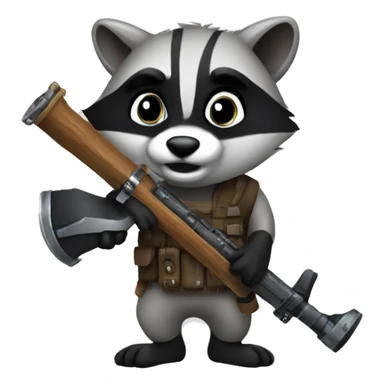 a raccoon holding a rpg sticker