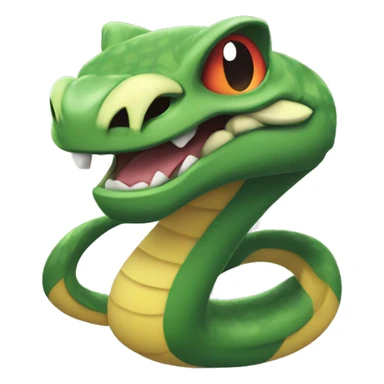 emoji styled in the design of iOS emojis, inspired by Seviper from Pokémon. The emoji should feature a fierce and venomous expression, with sharp fangs and piercing eyes.  sticker