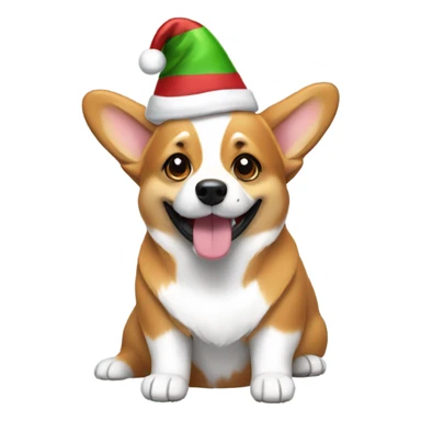 a corgi in a Christmas hat sticker