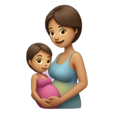 A pregnant woman with another child in the hand  sticker