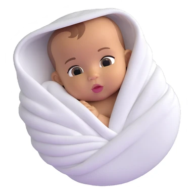 tanned baby swaddled in a white blanket sticker