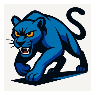 Add a solid white background behind the blue panther, keep the rest unchanged. sticker