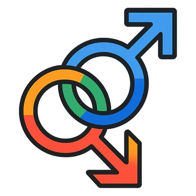 gay pride two interlocked male symbols, rainbow colors, clean and modern sticker