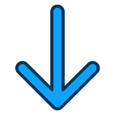 Make the down arrow icon blue, keep it clean and simple, no background, transparent background. sticker