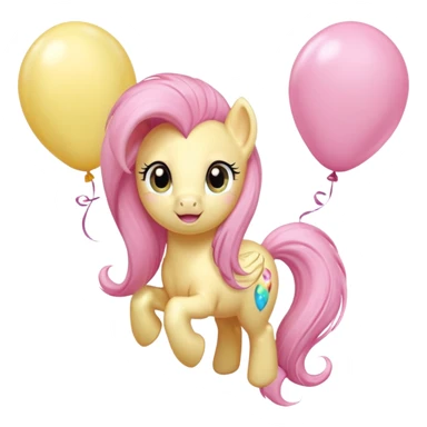 fluttershy mlp pastel balloons floating above its mane. sticker