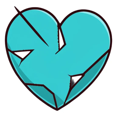 shattered heart with pieces falling sticker