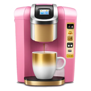 Realistic pink and gold keurig coffee maker machine. sticker
