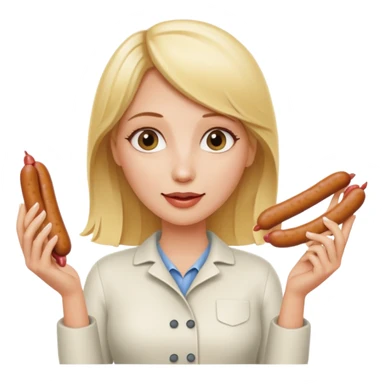 Naked blonde with both hands holding weiner sticker