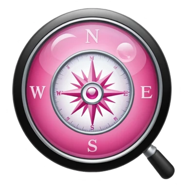 mix light pink dark pink and white girly internet compass logo with a magnifying glass sticker
