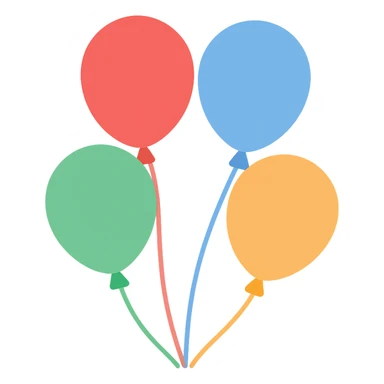 a bunch of colorful balloons, simple and cheerful sticker