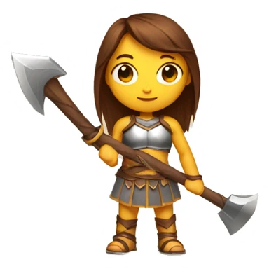 Girl gladiator with brown straight hair and sunglasses holding a fire axe sticker