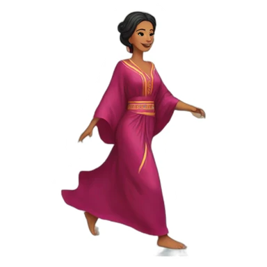 A woman wearing the morrocan kaftan running sticker