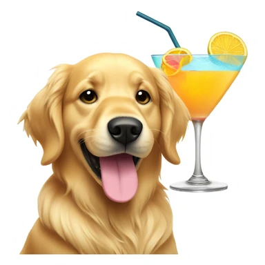 Golden retriever drinking beach cocktail sticker