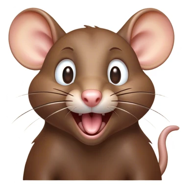 Cinematic Comical Brown Rat Portrait Emoji, Head tilted dramatically with an exaggeratedly amused expression, featuring a striking glossy brown coat with comically large whiskers and wide, expressive eyes filled with playful disbelief, Simplified yet hilariously expressive features, highly detailed, glowing with a slightly sassy glow, high shine, dramatic yet playful, stylized with an air of cheeky urban mischief, soft glowing outline, capturing the essence of a spirited and over-the-top rat that looks ready to scamper its way into internet fame instantly! sticker