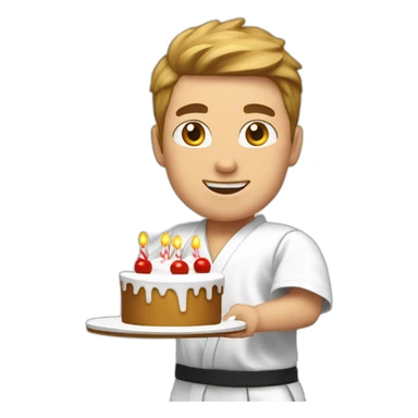 white karate bring birthday cake sticker