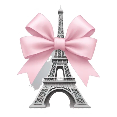 Light grey Eiffel Tower and baby pink bow on top of it sticker