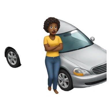 woman coming out of a car sticker