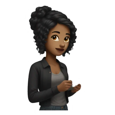 Artist with paintings girl with black hair  sticker