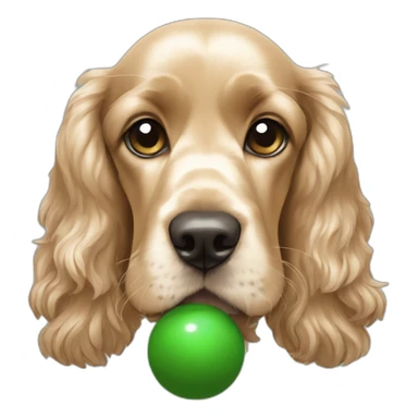 Beige coloured cocker spaniel with green and blue ball in its mouth sticker
