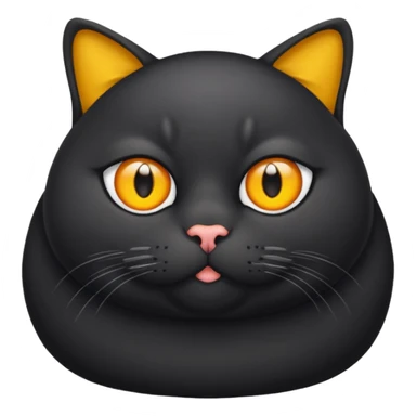 Un gato negro gordito con los ojos de color amarillos sentado sticker
