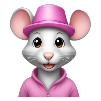 mouse, pink hat sticker
