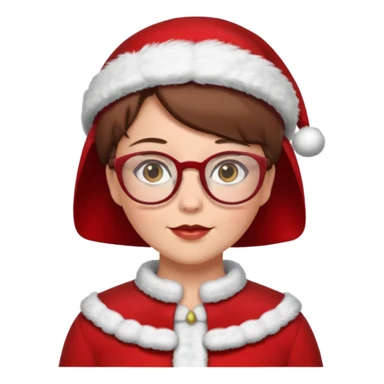 female Santa Claus with glasses with brown short hair sticker
