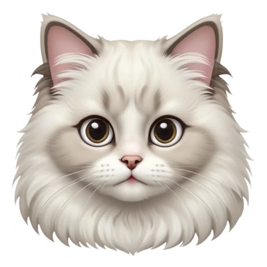 cinematic-adorable-big-eyed-fluffy-ragdoll-cat-portrait-emoji,-head-tilted-playfully-with-a-sweet-expression,-fluffy-white and grey-fur,-simplified-yet-irresistibly-cute-features-with-large,-expression,  sticker
