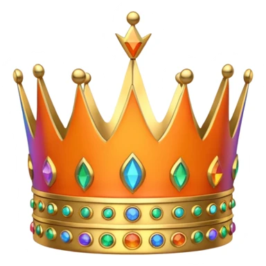 3d crown orange in color with rainbow inlay sticker