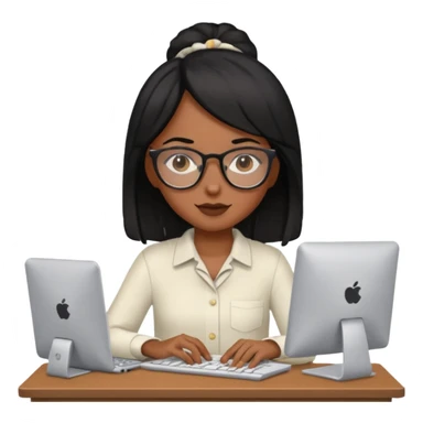 black hair girl with a computer sticker