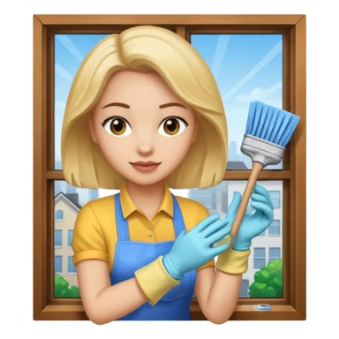 Femme nettoyant les fenêtres sticker