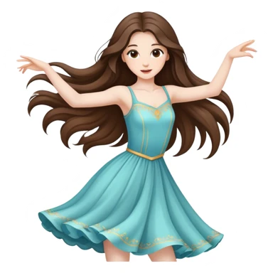  beautiful pale brunette girl with long hair dancing sticker