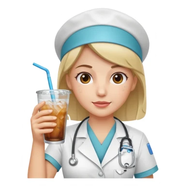 nurse holding iced drink sticker