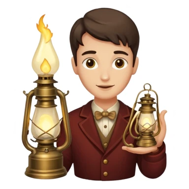 holding vintage gas lamp sticker