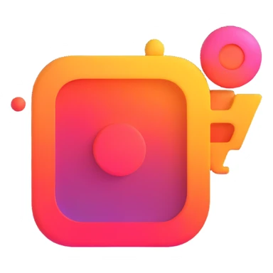 Instagram icon, 3D style, dimensional effect, bright colors sticker