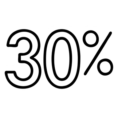 the number 30% in a minimalistic icon style, using geometric shapes and a neutral color palette sticker
