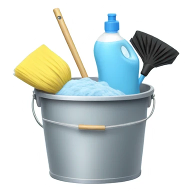 Bathroom Cleaning supplies in a bucket light blue  sticker