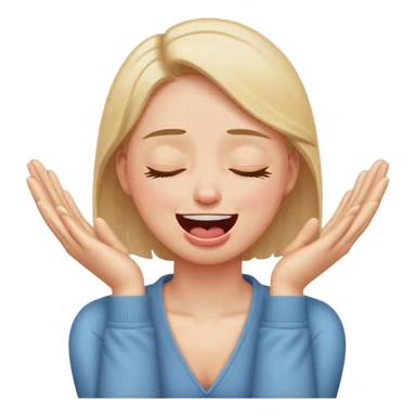 person arms crossed hands holding neck eyes closed/tongue out/laughing crying/ add ur own twist to it sticker