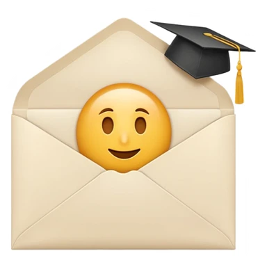 A simple emoji-style icon of a white manila envelope with subtle paper texture, clean edges, and a small graduation NUMBER  2022-photo icon on the front, graduation icon  sticker