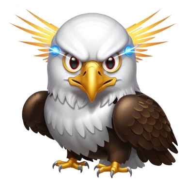 Eagle flying with lasers shooting out of eyes sticker