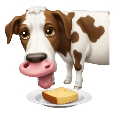 Dog eating cow sticker