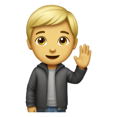 boy giving good bye sticker