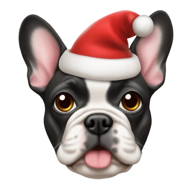Frenchie with Santa hat sticker