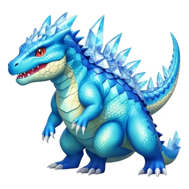 Colorful Exotic Aurorus-Feraligatr-Amaura-Salamence-Fakémon-hybrid-creature (full body)  sticker