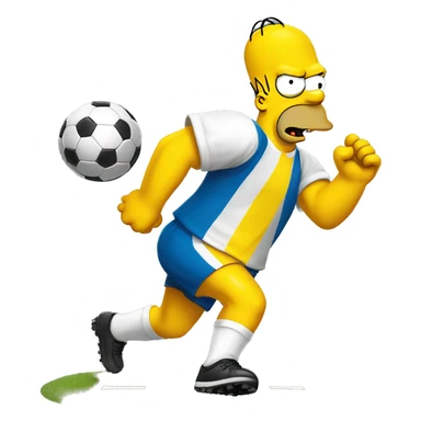 Homer Simpson playing soccer with the word “Halftime” behind him sticker