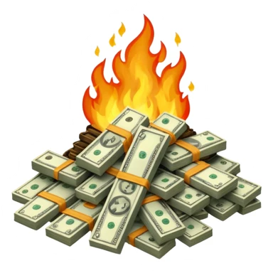 Burning money sticker